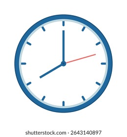 Wall Clock Flat Illustration. Time 7 o`clock at morning. Vector