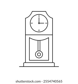 Wall clock flat vector icon design with editable stroke