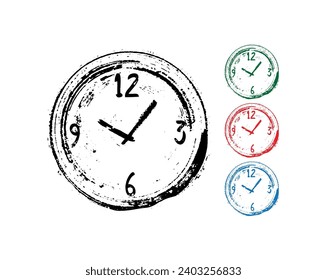 Wall clock framed by brush strokes.