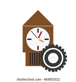 wall clock and gear  icon
