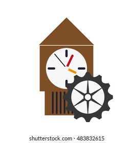 wall clock and gear  icon