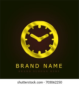 Wall clock golden metallic logo