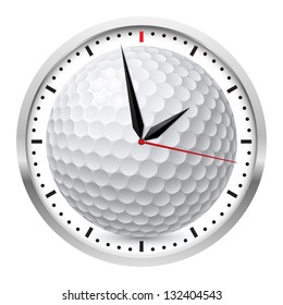 Wall clock. Golf style. Illustration on white background