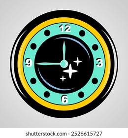 wall clock graphic design black yellow combinasi