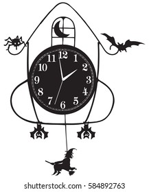 Wall clock for Halloween, elements and symbols on the clock holiday.