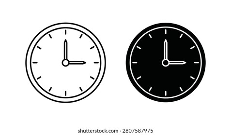 Wall clock with hands black and white graphic silhouette time wallclock