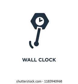 Wall clock icon. Black filled vector illustration. Wall clock symbol on white background. Can be used in web and mobile.