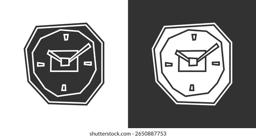Icono de reloj de pared en estilo de recorte relleno blanco y negro