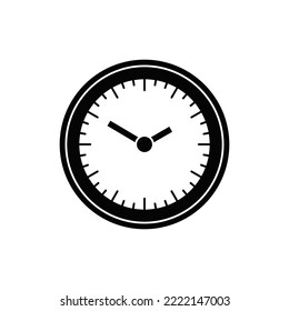 Wall clock icon in black flat glyph, filled style isolated on white background