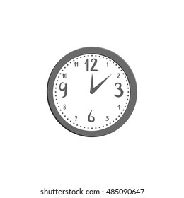 Wall clock icon in black monochrome style isolated on white background. Time symbol vector illustration