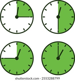 Icono de reloj de pared con esfera. Reloj de pared con intervalos de tiempo aislados sobre fondo blanco. Vector, ilustración de diseñador. Vector.