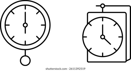 Wall Clock Icon – Editable Stroke Outline Design