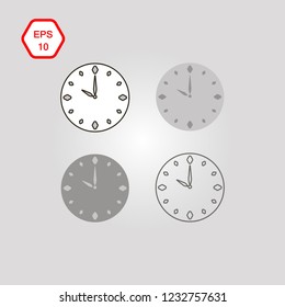 Wall Clock. Icon flat design. Vector illustration