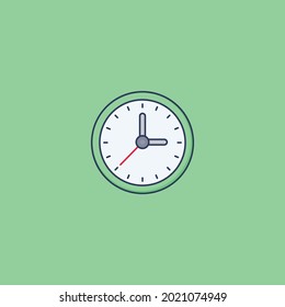 Wall Clock Icon Isolated On Green Background