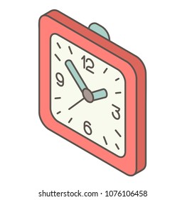Wall clock icon. Isometric illustration of wall clock vector icon for web