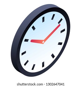 Wall clock icon. Isometric of wall clock vector icon for web design isolated on white background