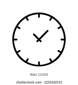 icono de reloj de pared. Diseño De Estilo De Arte De Línea Aislado En Fondo Blanco