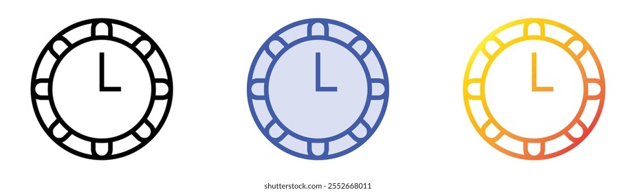 wall clock icon. Linear, Blue Fill and Gradient Style Design Isolated On White Background