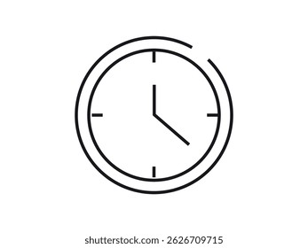 Wall Clock Icon. linear style Simple round button. 