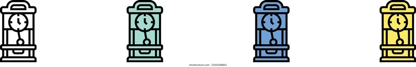 wall clock icon. Outline, Green, Blue and Yellow Style Design Isolated On White Background
