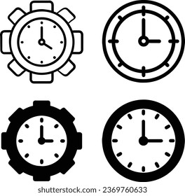 Wall clock icon set, time, vector illustration isolated on white 