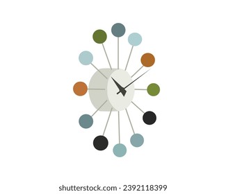 Wall clock icon , Vector illustration flat design. Black and white new year vector clock. Holiday coloring page. Clock logo graphic design concept. 