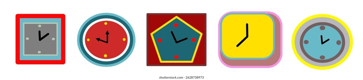 wall clock icon vector outline black flat color isolated background