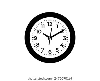 Wall Clock icon vector. Wall Clock Silhouette isolated white background. Vector Illustration