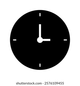 wall clock icon vector simple black line white background