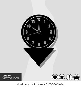 Wall clock icon with a white background. Vector illustration of flat style.