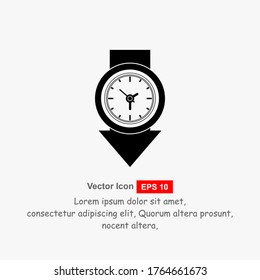 Wall clock icon with a white background. Vector illustration of flat style.