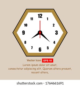 Icono de reloj de pared con fondo blanco. Ilustración vectorial de estilo plano.