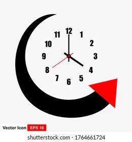 Wall clock icon with a white background. Vector illustration of flat style.