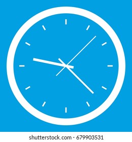 Wall clock icon white isolated on blue background vector illustration