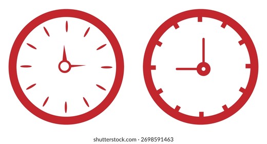 Wanduhrsymbole mit Stunden- und Minutenzeigern für Zeit-, Zeitplan- und Terminverwaltung