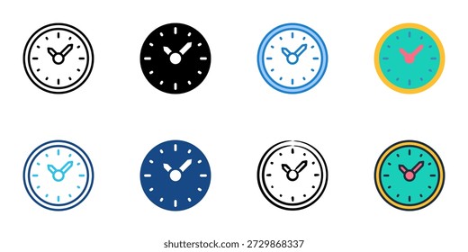 Los iconos del reloj de pared establecen una colección de estilo múltiple. Trazo editable 
