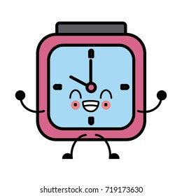 Wall clock isolated cute kawaii cartoon