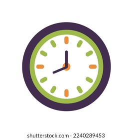 Wall clock isolated. Clock face. Flat vector illustration.