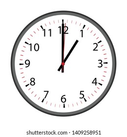 wall clock isolated on the white background vector design one o'clock, numeric number