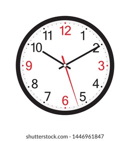 wall clock isolated on the white background vector design. Illustration EPS10. Classic round wall clock isolated on white background. clock icon, flat design best vector clock illustration.