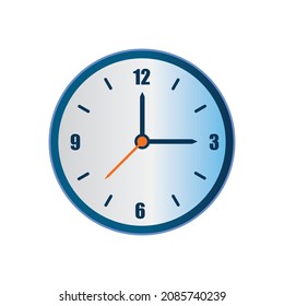 Wall clock isolated on white background. Vector illustration of watch.