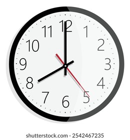 Wall clock isolated on white background. Vector illustration