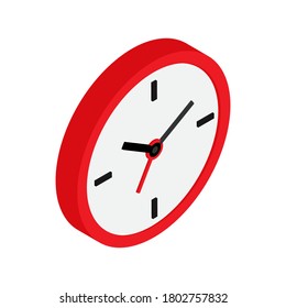 Icono isométrico del reloj de pared. Pictograma aislado sobre fondo blanco. Ilustración del vector
