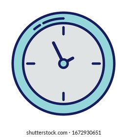 wall clock, line and fill style icon vector illustration design