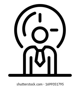 Reloj de pared e icono del hombre. Rellenar reloj de pared e icono de vector de manual para diseño web aislado en fondo blanco