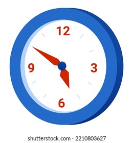 Wall Clock - modern flat design style single isolated image. Neat detailed illustration of time indicator. Seconds, minutes and hours, countdown, deadline, reminder, morning, time to act idea