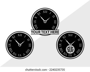 Wall Clock Monogram Vector Illustration Silhouette
