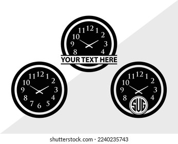 Wall Clock Monogram Vector Illustration Silhouette