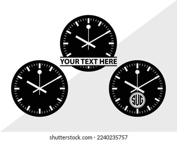 Wall Clock Monogram Vector Illustration Silhouette