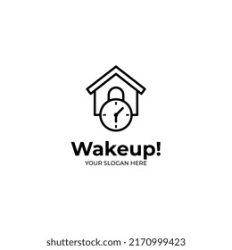 Wall clock monoline style logo template